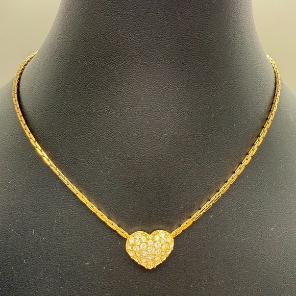 Swarovski Jewelry - Authentic Vintage Signed Swarovski Crystal Heart Love Necklace Goldtone 16 Inch